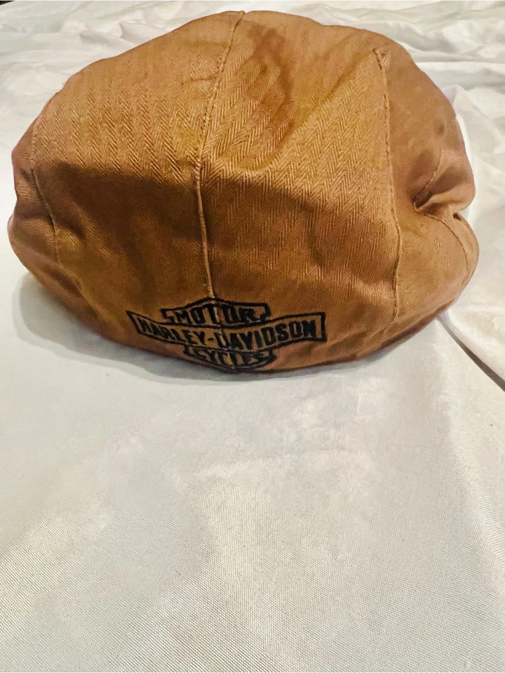 Rare Harley-Davidson VTG Brown  flat Cap with Black Embroidered Logo size L